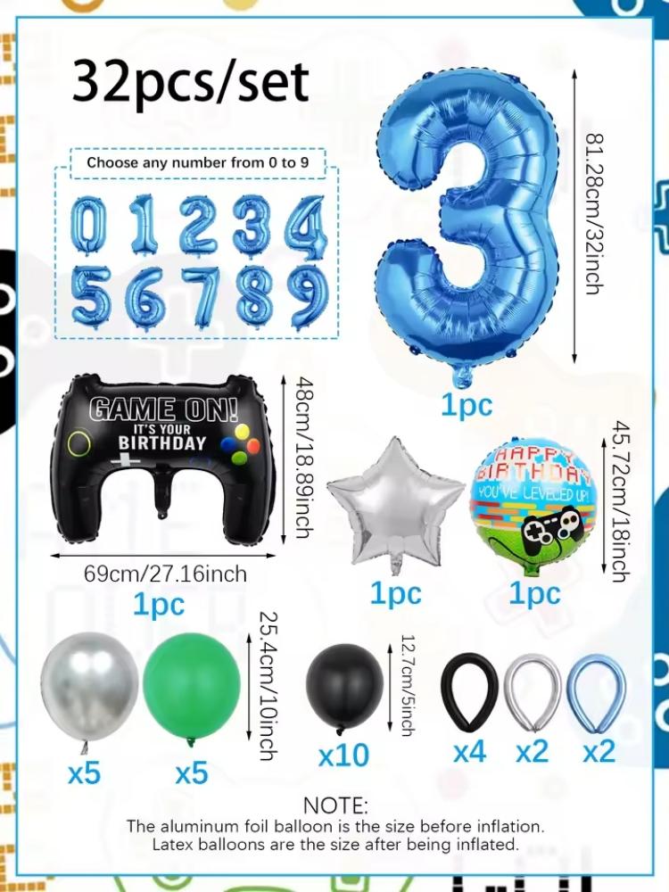 32-delige game-thema verjaarda - Gaming Accessories Boys recensie en prijs